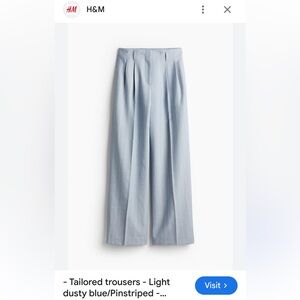 EUC H&M Women's Dusty Blue With White Pinstripes Wide-Leg Trousers